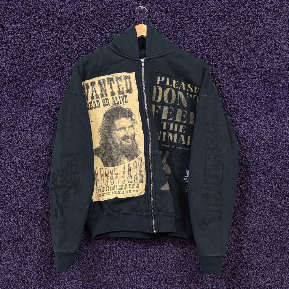 WWE Mick Foley x Cactus Jack Wrestlemania Oversized Zip-Up Hoodie Size Small